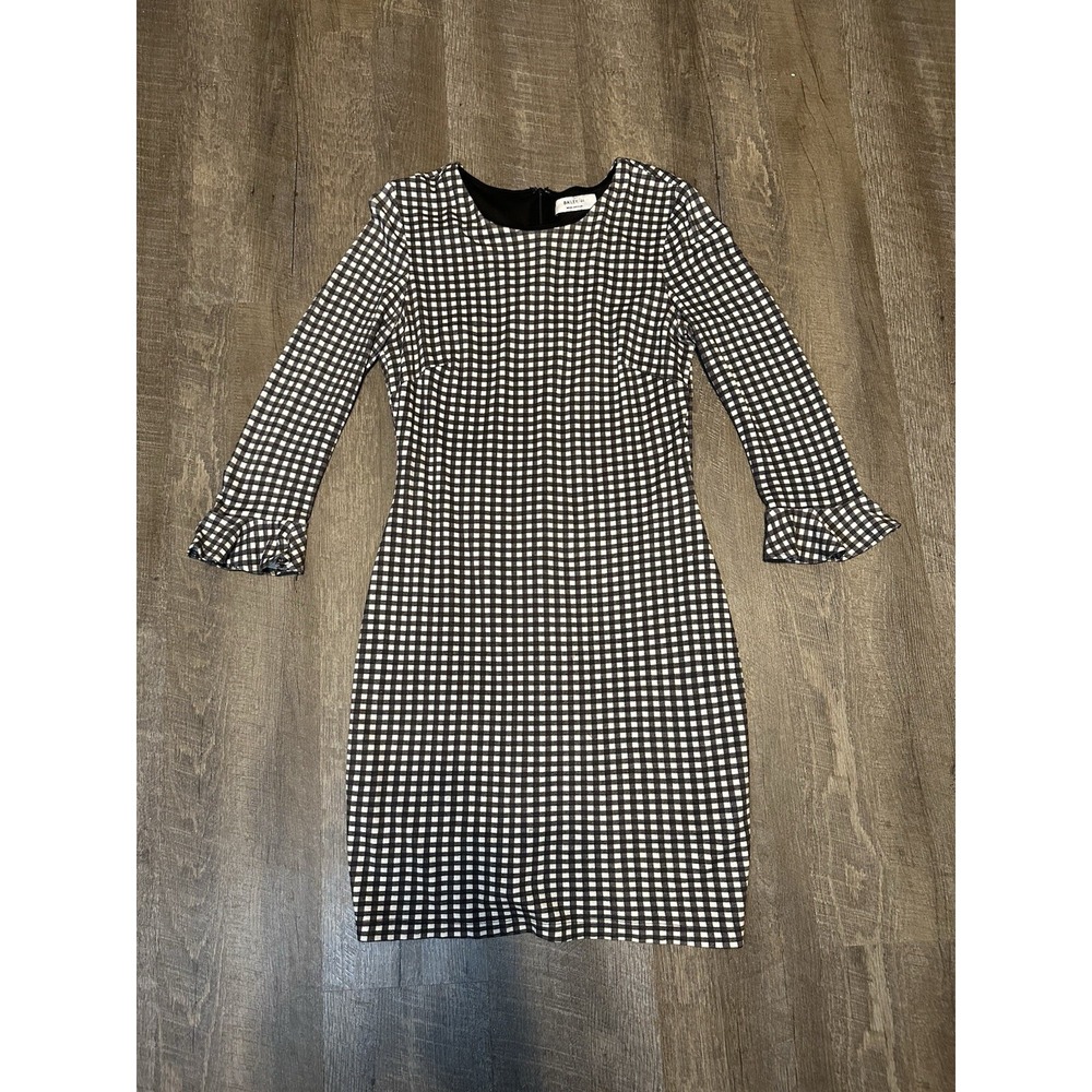 Bailey 44 Gingham Ponte Dress Plaid 3/4 Ruffle‎ Sleeve Women's Medium